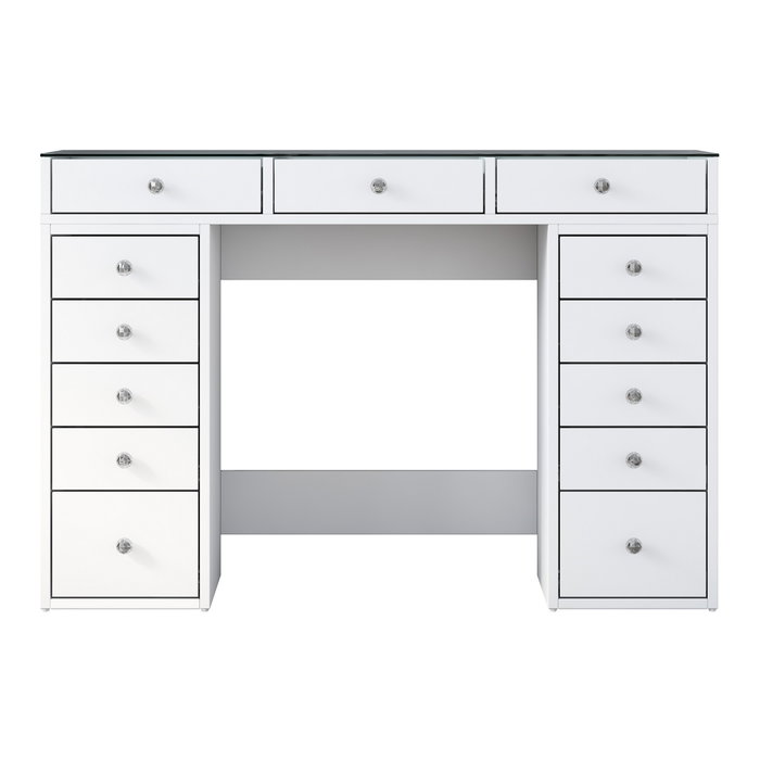 Hanah Home Mesa de Maquillaje Blanca con Espejo y 2 Cajones Hanah Home Mesa de Maquillaje Blanca con Espejo y 2 Cajones